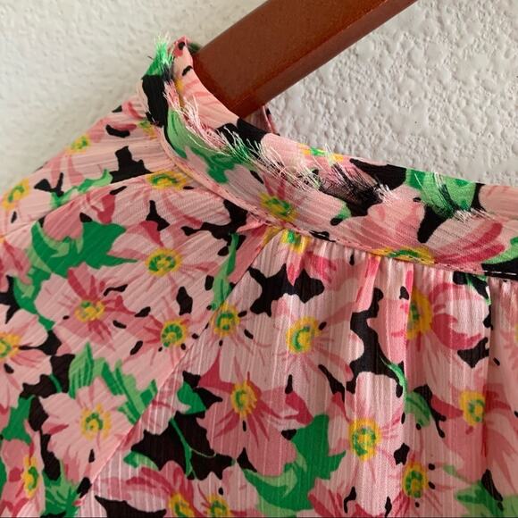 Zara Floral Romantic Ruffle Statement Sleeve Top XS - Picture 6 of 8